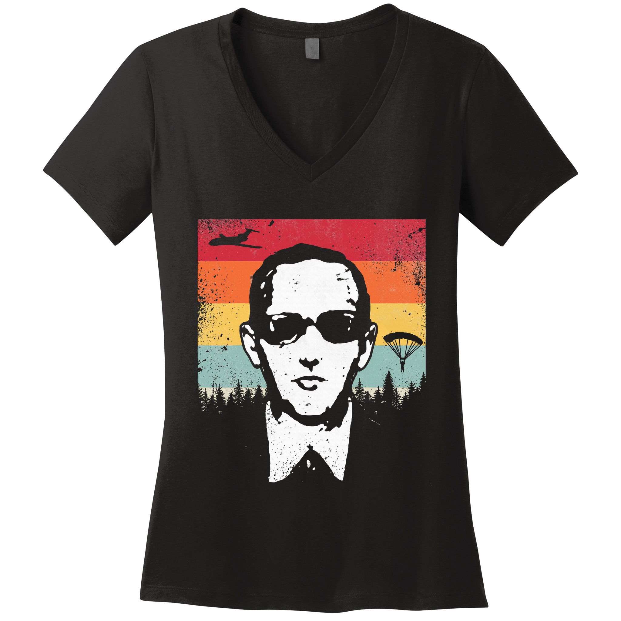 Db Cooper Lives Sketch Unsolved Mystery Urban Legend Rainbow Women's V-Neck T-Shirt