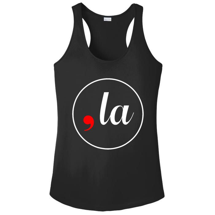 Distressed Comma La Funny Kamala Harris For President 2024 Ladies PosiCharge Competitor Racerback Tank