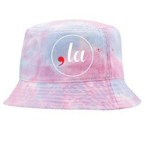 Distressed Comma La Funny Kamala Harris 2024 For President Tie-Dyed Bucket Hat