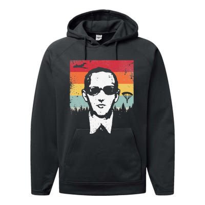 DB Cooper Lives Sketch Unsolved Mystery Urban Legend Rainbow Performance Fleece Hoodie