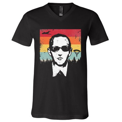 DB Cooper Lives Sketch Unsolved Mystery Urban Legend Rainbow V-Neck T-Shirt