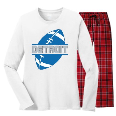 Detroit City Lions Sport Football Women's Long Sleeve Flannel Pajama Set 