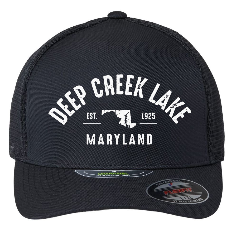 Deep Creek Lake Maryland Flexfit Unipanel Trucker Cap