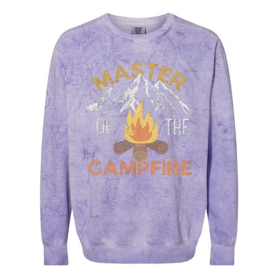 Distressed Camping Lovers Master Of The Campfire Colorblast Crewneck Sweatshirt