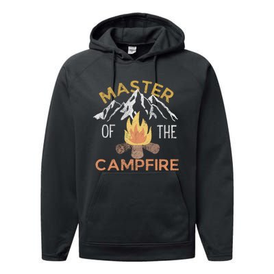 Distressed Camping Lovers Master Of The Campfire Performance Fleece Hoodie