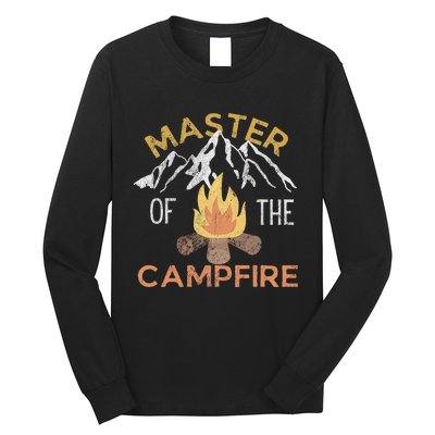 Distressed Camping Lovers Master Of The Campfire Long Sleeve Shirt