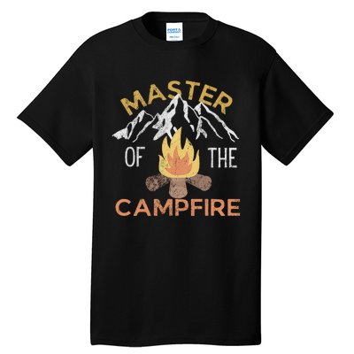 Distressed Camping Lovers Master Of The Campfire Tall T-Shirt