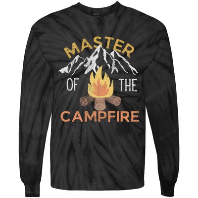 Distressed Camping Lovers Master Of The Campfire Tie-Dye Long Sleeve Shirt