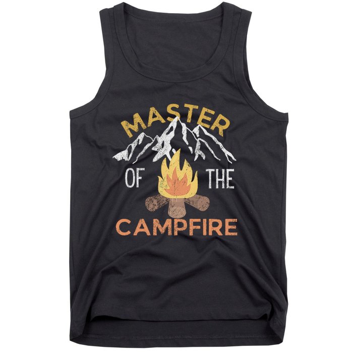 Distressed Camping Lovers Master Of The Campfire Tank Top