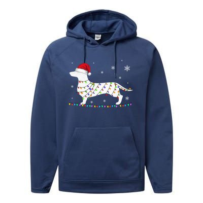 Dachshund Christmas Loves Led Gift Funny Gift Cute Dog Lovers Meaningful Gift Performance Fleece Hoodie