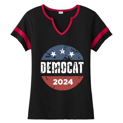 Democat Cat Lover Kamala Harris For President 2024 Ladies Halftime Notch Neck Tee