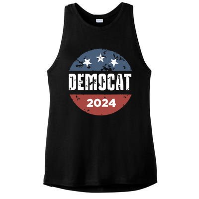 Democat Cat Lover Kamala Harris For President 2024 Ladies PosiCharge Tri-Blend Wicking Tank