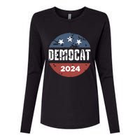 Democat Cat Lover Kamala Harris For President 2024 Womens Cotton Relaxed Long Sleeve T-Shirt