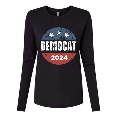 Democat Cat Lover Kamala Harris For President 2024 Womens Cotton Relaxed Long Sleeve T-Shirt