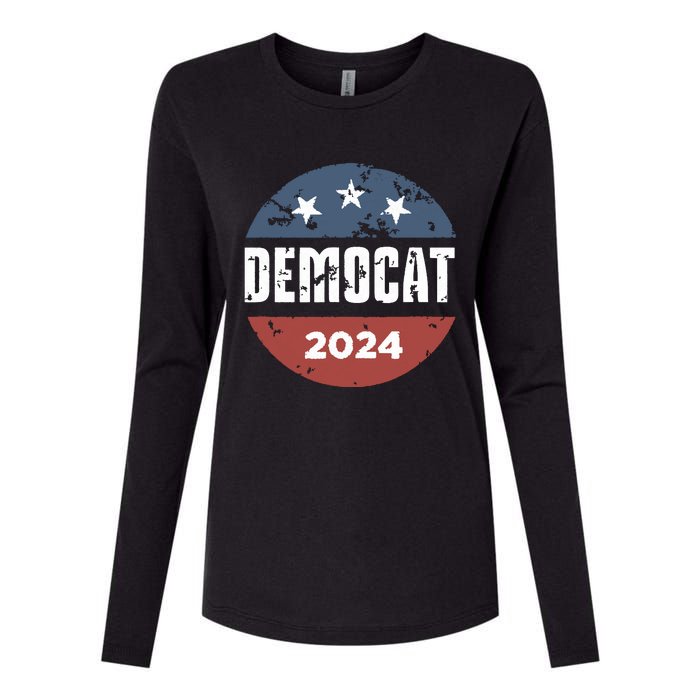 Democat Cat Lover Kamala Harris For President 2024 Womens Cotton Relaxed Long Sleeve T-Shirt