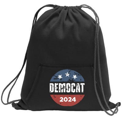 Democat Cat Lover Kamala Harris For President 2024 Sweatshirt Cinch Pack Bag