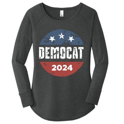 Democat Cat Lover Kamala Harris For President 2024 Women's Perfect Tri Tunic Long Sleeve Shirt