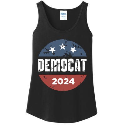 Democat Cat Lover Kamala Harris For President 2024 Ladies Essential Tank