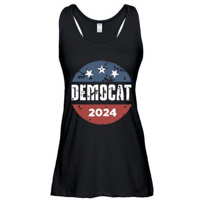 Democat Cat Lover Kamala Harris For President 2024 Ladies Essential Flowy Tank