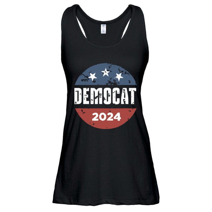 Democat Cat Lover Kamala Harris For President 2024 Ladies Essential Flowy Tank