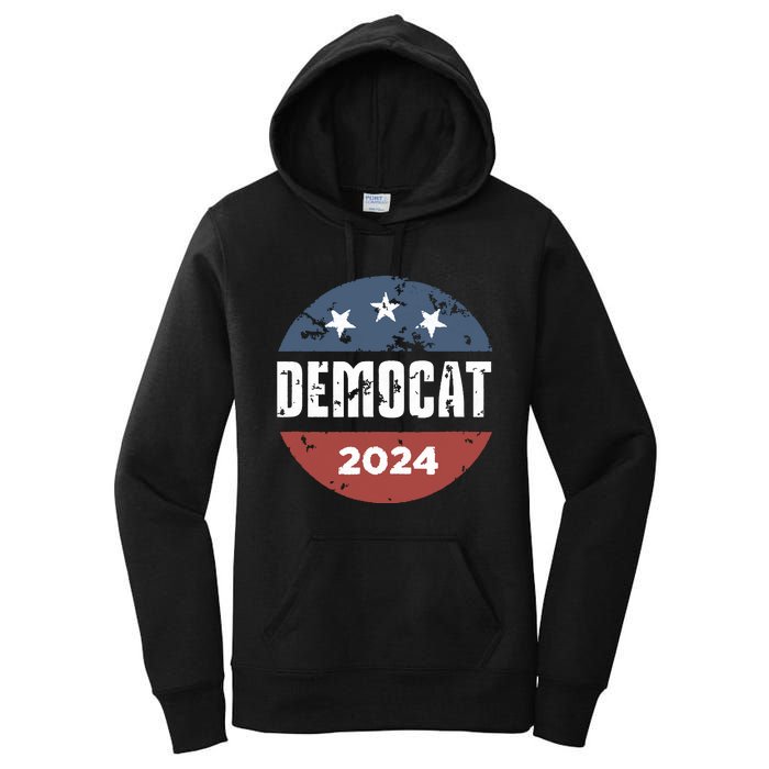 Democat Cat Lover Kamala Harris For President 2024 Women's Pullover Hoodie