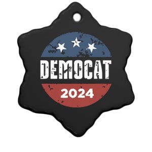 Democat Cat Lover Kamala Harris For President 2024 Ceramic Star Ornament