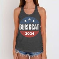 Democat Cat Lover Kamala Harris For President 2024 Women's Knotted Racerback Tank