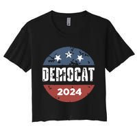 Democat Cat Lover Kamala Harris For President 2024 Women's Crop Top Tee