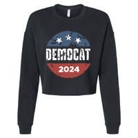 Democat Cat Lover Kamala Harris For President 2024 Cropped Pullover Crew