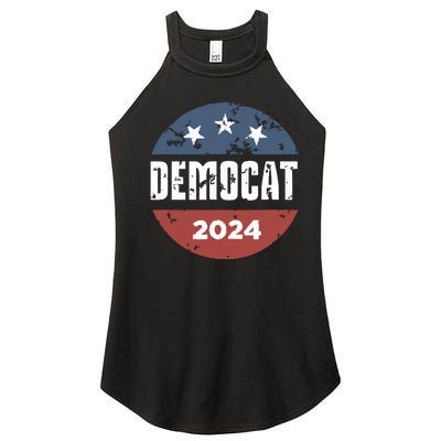 Democat Cat Lover Kamala Harris For President 2024 Women's Perfect Tri Rocker Tank