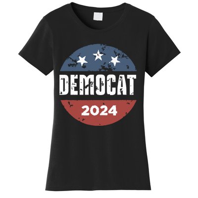 Democat Cat Lover Kamala Harris For President 2024 Women's T-Shirt