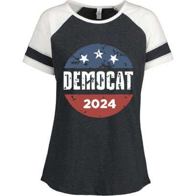 Democat Cat Lover Kamala Harris For President 2024 Enza Ladies Jersey Colorblock Tee