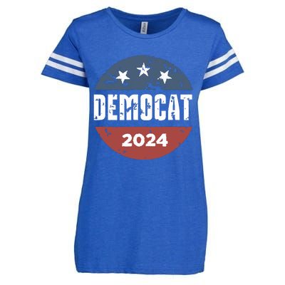 Democat Cat Lover Kamala Harris For President 2024 Enza Ladies Jersey Football T-Shirt