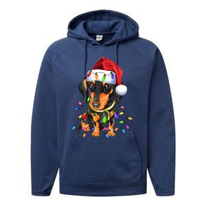 Dachshund Christmas Loves Led Gift Funny Gift Cute Dog Lovers Gift Performance Fleece Hoodie