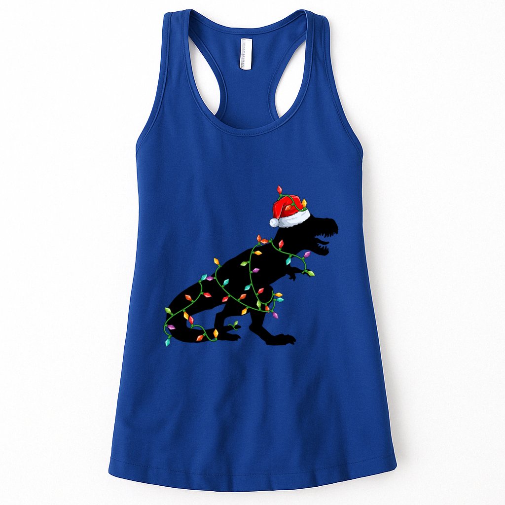 Dinosaur Christmas Lights T Rex Santa Xmas Gift Gift Womens Tank Top