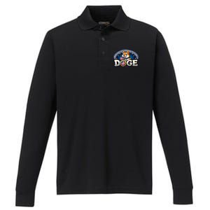 Doge Crypto Meme Department Of Government Efficiency Performance Long Sleeve Polo