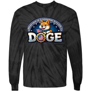 Doge Crypto Meme Department Of Government Efficiency Tie-Dye Long Sleeve Shirt