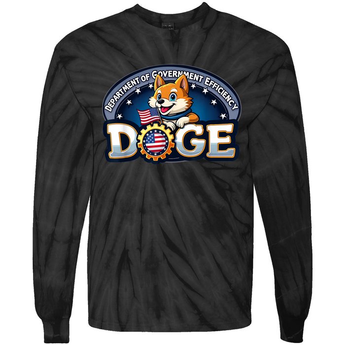 Doge Crypto Meme Department Of Government Efficiency Tie-Dye Long Sleeve Shirt