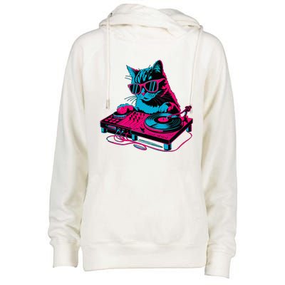 Dj Cat Music Womens Funnel Neck Pullover Hood