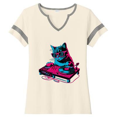 Dj Cat Music Ladies Halftime Notch Neck Tee