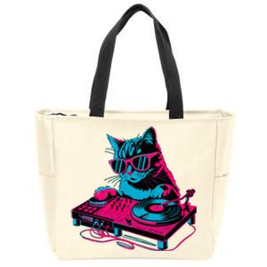 Dj Cat Music Zip Tote Bag