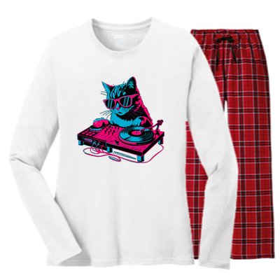 Dj Cat Music Women's Long Sleeve Flannel Pajama Set 