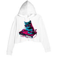 Dj Cat Music Crop Fleece Hoodie