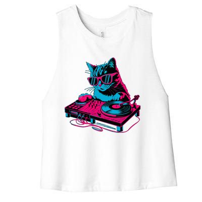 Dj Cat Music Women's Racerback Cropped Tank