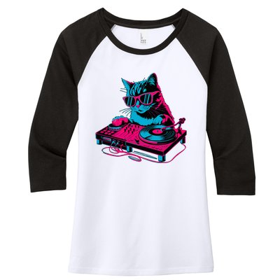 Dj Cat Music Women's Tri-Blend 3/4-Sleeve Raglan Shirt