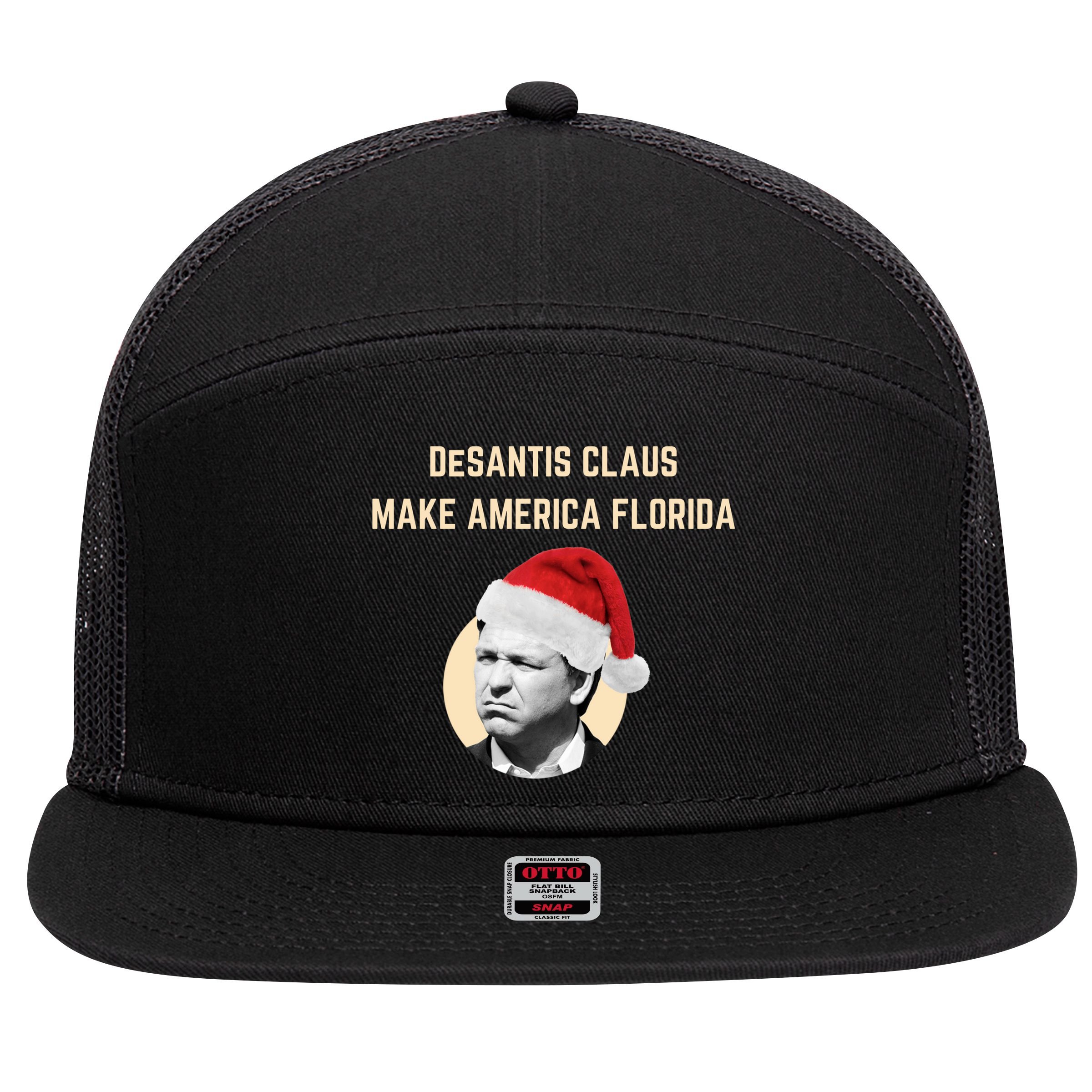 Desantis Claus Make America Florida Christmas 7 Panel Mesh Trucker Snapback Hat