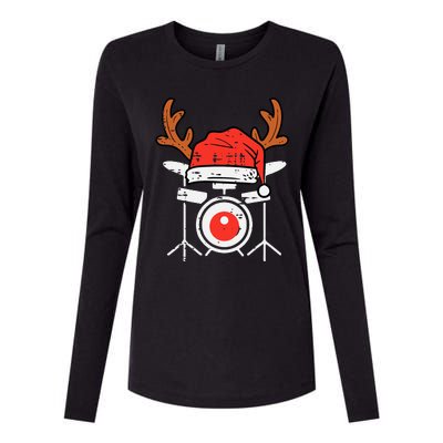 Drums Christmas Music Instrument Band Drummer Rock Xmas Womens Cotton Relaxed Long Sleeve T-Shirt