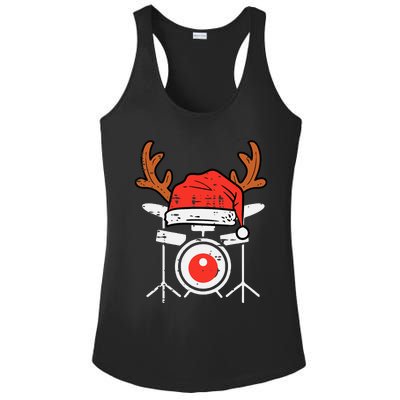 Drums Christmas Music Instrument Band Drummer Rock Xmas Ladies PosiCharge Competitor Racerback Tank