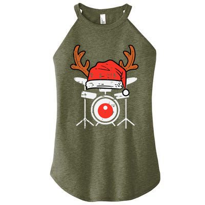 Drums Christmas Music Instrument Band Drummer Rock Xmas Women's Perfect Tri Rocker Tank