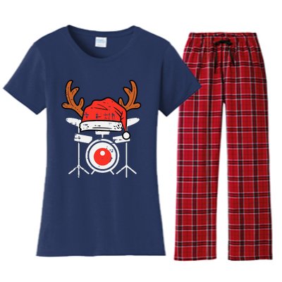 Drums Christmas Music Instrument Band Drummer Rock Xmas Women's Flannel Pajama Set